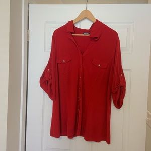 Red Button Down Blouse